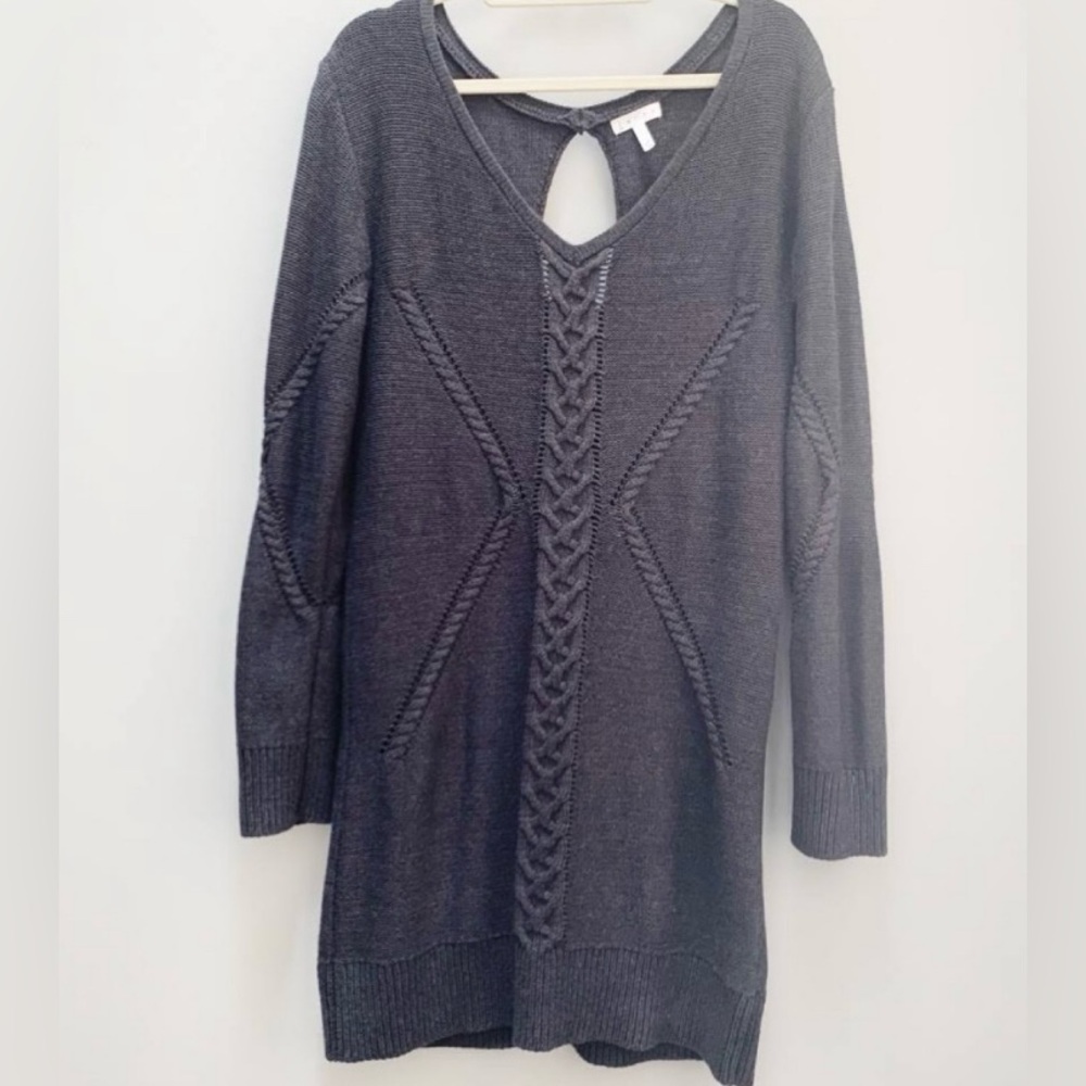 Gray sweater dress.